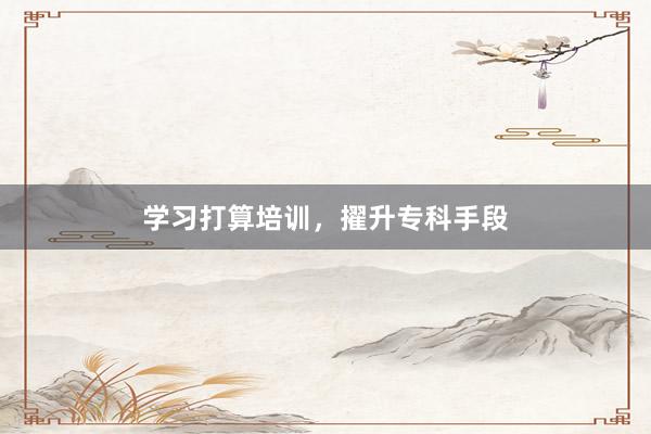 学习打算培训，擢升专科手段